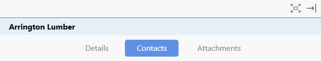 Navigate to the Contacts tab to view Contacts associated with a Company