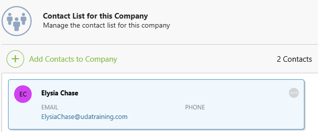 Editing Contact Details for a Contact within a Company in ConstructionOnline