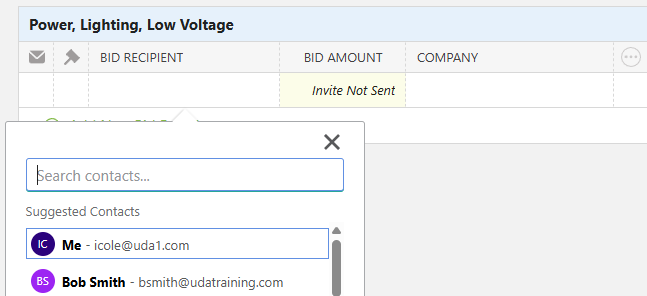 Inviting Bidders to Bid Sheets within a Bid Package in ConstructionOnline