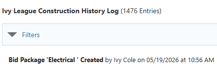 ConstructionOnline's Company History Log