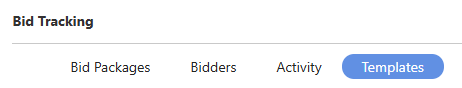 ConstructionOnline's Bid Tracking "Templates" tab
