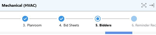 ConstructionOnline's Bidders tab within Bid Package creation