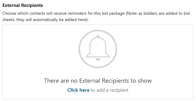 ConstructionOnline's External Recipients field for Bid Package Reminders