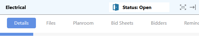 ConstructionOnline's Bid Package tabs