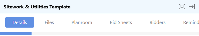 ConstructionOnline's Bid Package tabs