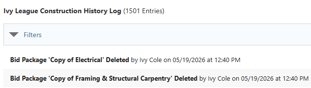 ConstructionOnline's Company History Log