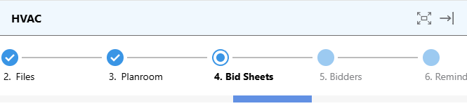ConstructionOnline's "Bid Sheets" tab within Bid Tracking 