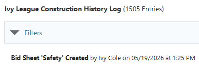 ConstructionOnline's Company History Log