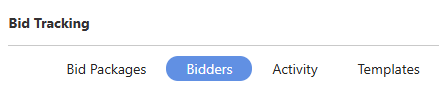 The "Bidders" tab in ConstructionOnline's Bid Tracking feature