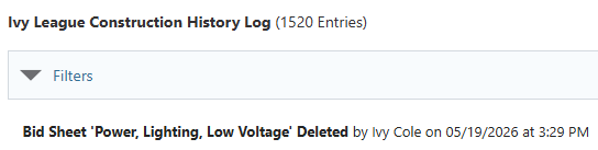 ConstructionOnline's Company History Log