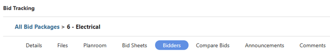 ConstructionOnline's "Bidders" tab