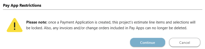 ConstructionOnline's Pay App Restrictions notice