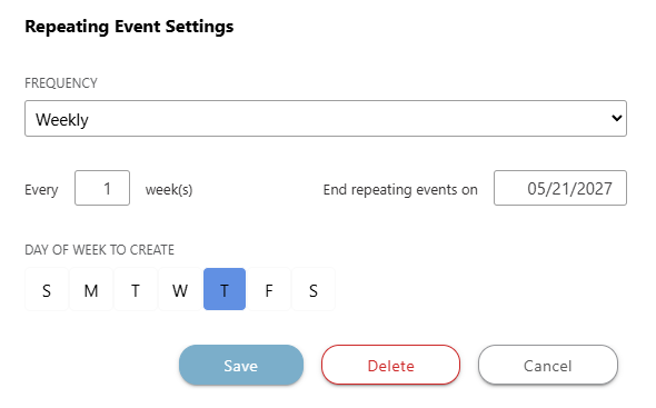 Set recurring or repeating meeting in ConstructionOnline's Meeting Minutes