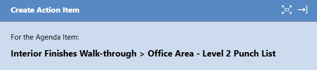 Creating an Action Item during a Construction Meeting in Minutes Mode | UDA ConstructionOnline | Construction Project Management Software