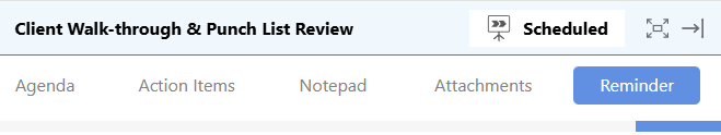 Reminder Settings can be accessed through the Meeting Details in ConstructionOnline