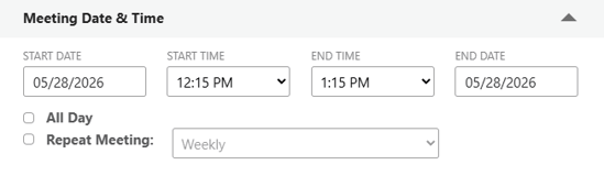 Configure meeting date and time for construction meetings in ConstructionOnline