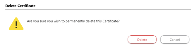 Double-verification message before deletion of a credential