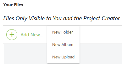 ConstructionOnline's "Add New" options for files within the TeamLink Portal 