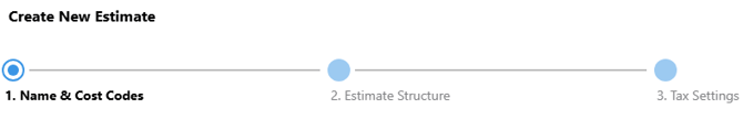 ConstructionOnline's steps for creating a new estimate