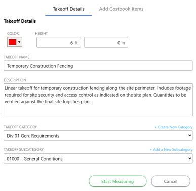 A ConstructionOnline Takeoff Template