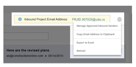 Share a Projects Inbound Email Address