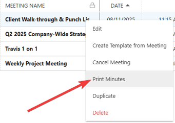 ConstructionOnline's "Print Minutes" option