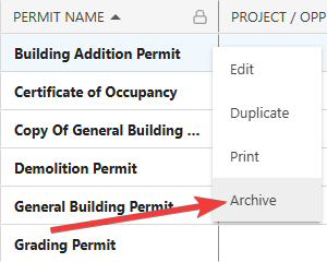 Archive a construction Permit before deletion