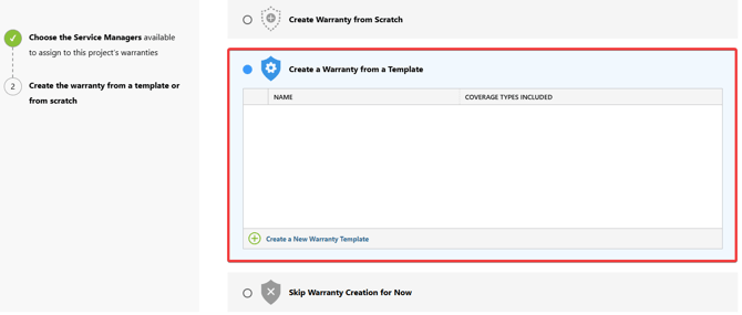 ConstructionOnline's Warranty setup sequence