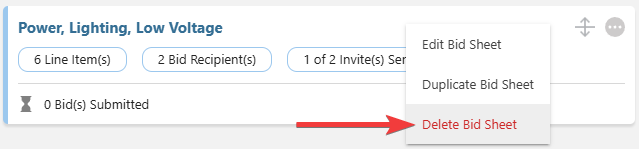 ConstructionOnline's "Delete Bid Sheet" option