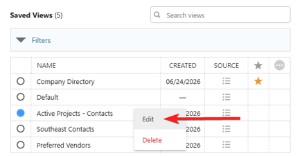Editing a Saved View in ConstructionOnline