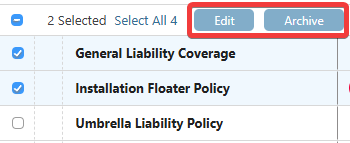Bulk edit or archive insurance and certificates in ConstructionOnline