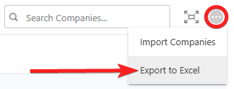 ConstructionOnline's Export to Excel option for Companies