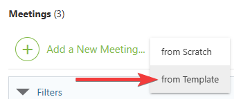 Create a new construction meeting from an existing Meeting Template in ConstructionOnline's Meeting Minutes feature