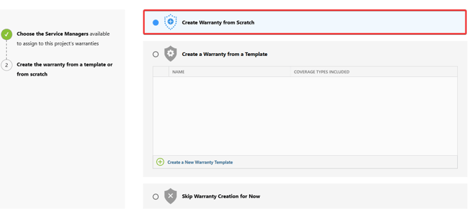 ContructionOnline's Warranty Tracking setup sequence