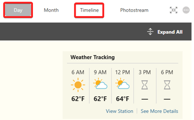 ConstructionOnline's Daily Logging feature options to view Daily Logs by Day or over a Timeline