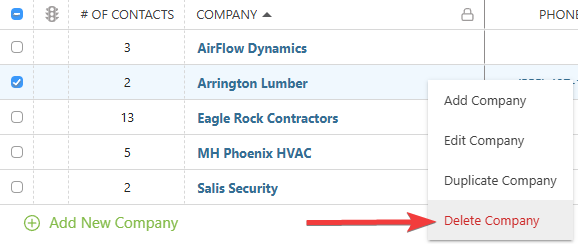 Delete a company from your ConstructionOnline "Companies" List