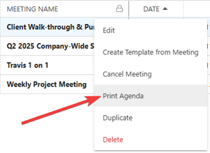 ConstructionOnline's "Print Agenda" option