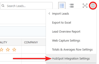 ConstructionOnline's HubSpot Integration Settings from within the Lead Tracking feature