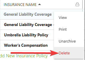 Delete an existing credential in ConstructionOnline