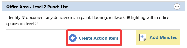 Create an Action Item for a Meeting in ConstructionOnline's Meeting Minutes feature