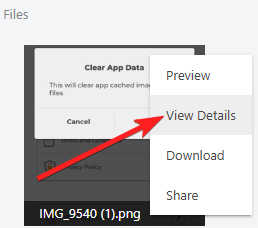 ConstructionOnline's "View Details" option for files within the TeamLink Portal 