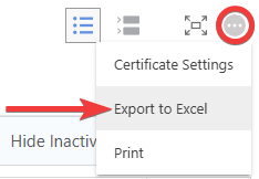 Export construction insurance and certificates to Excel from ConstructionOnline