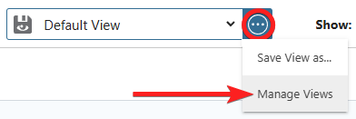 Modifying Saved Views to Delete a view