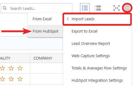 ConstructionOnline's Import Leads from HubSpot option