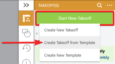 ConstructionOnline's "Create Takeoff from Template" option