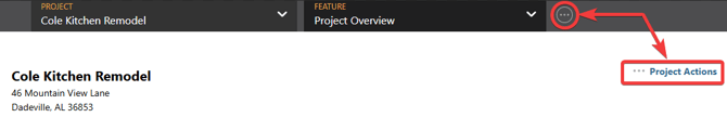 ConstructionOnline's "Project Actions" Menu
