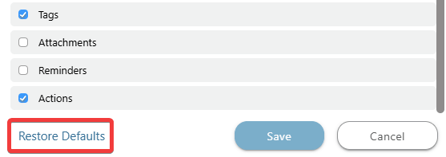 ConstructionOnline's "Restore Defaults" option for dynamic table column order and visibility