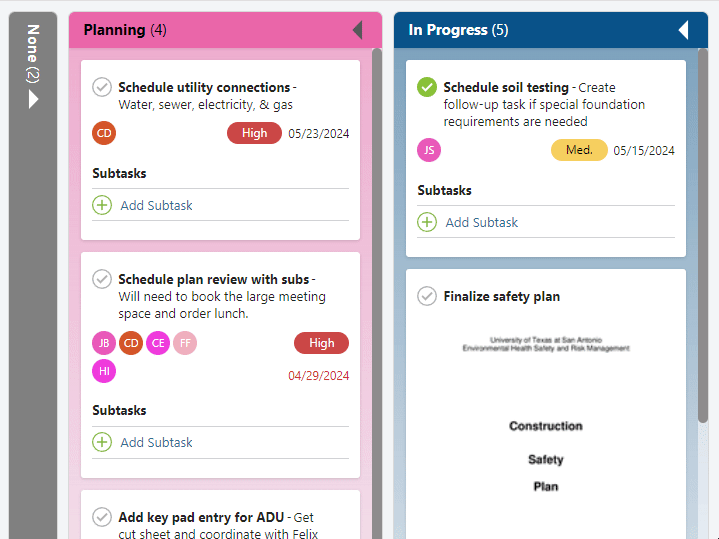 Adding a ConstructionOnline To Do Subtask in Board View