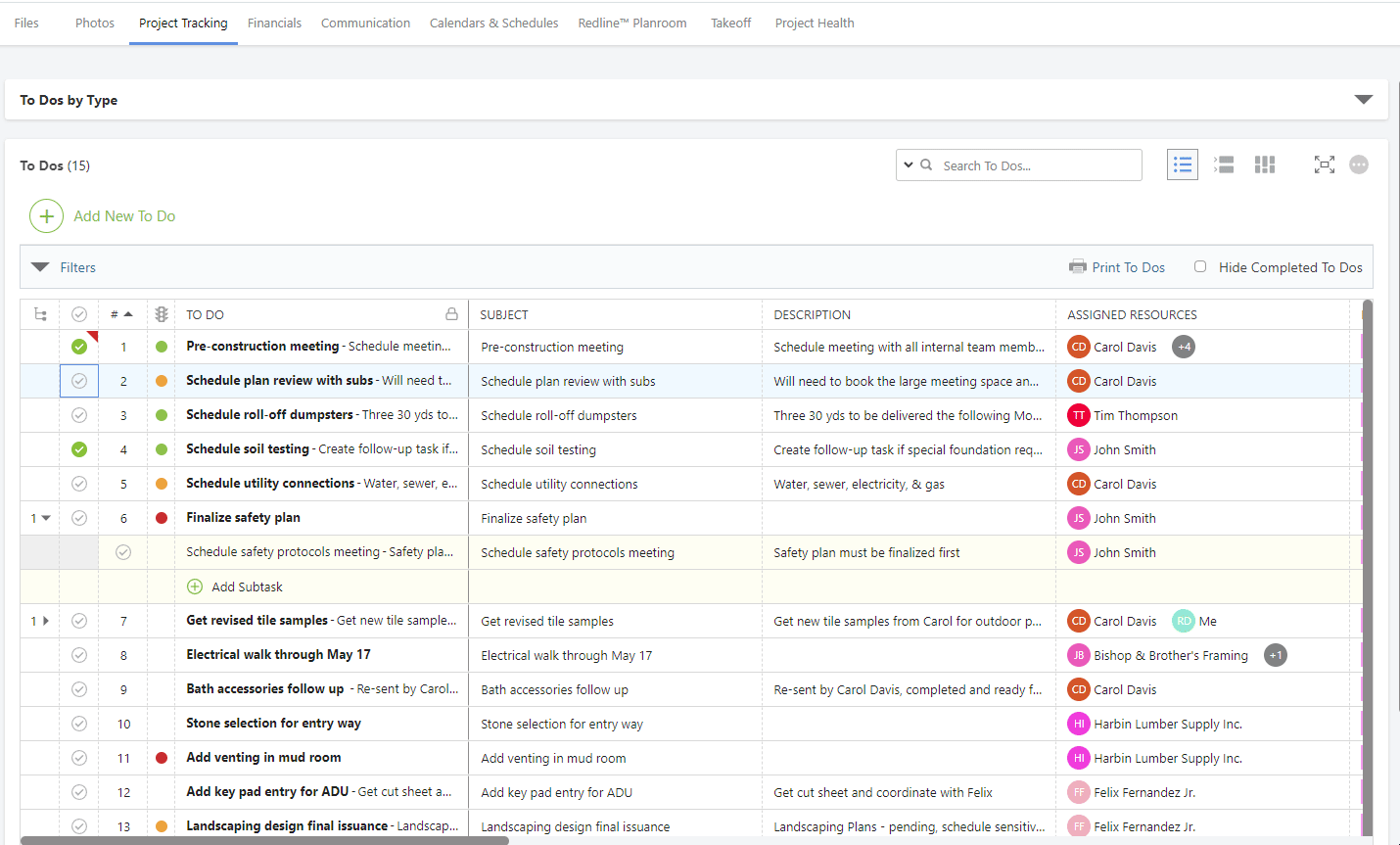 Adding a Subtask to a ConstructionOnline To Do 