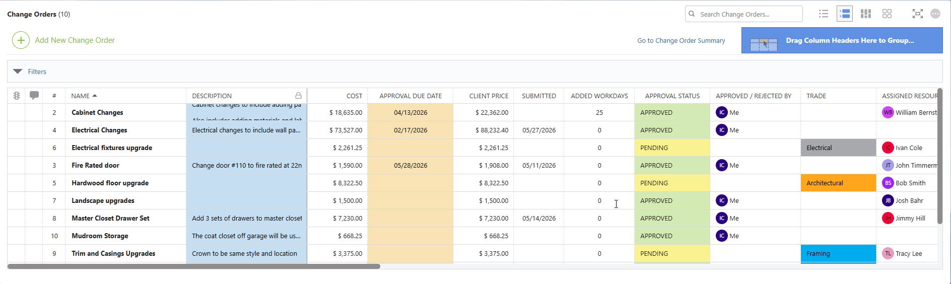 ConstructionOnline's Sortable Grouping